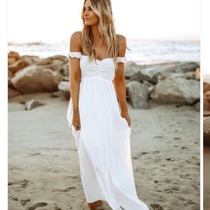 Off the shoulder smocked maxi dress